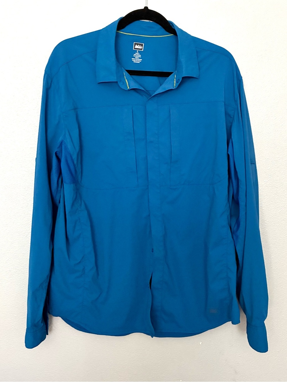 REI Co-op Men’s Blue Long Sleeve Button Up Shirt Outdoor Hiking